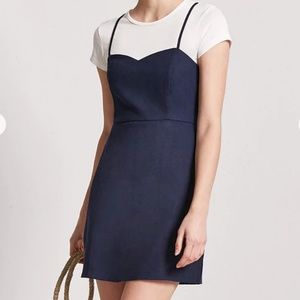 Navy Sweetheart Line Dress